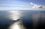 Lake Michigan with  the Manitou Islands in the distance.