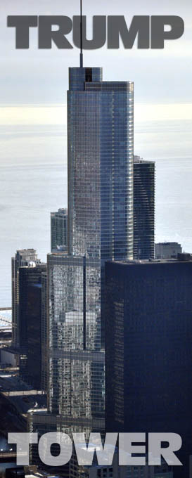Aerial photo of Trump Tower, Chicago.